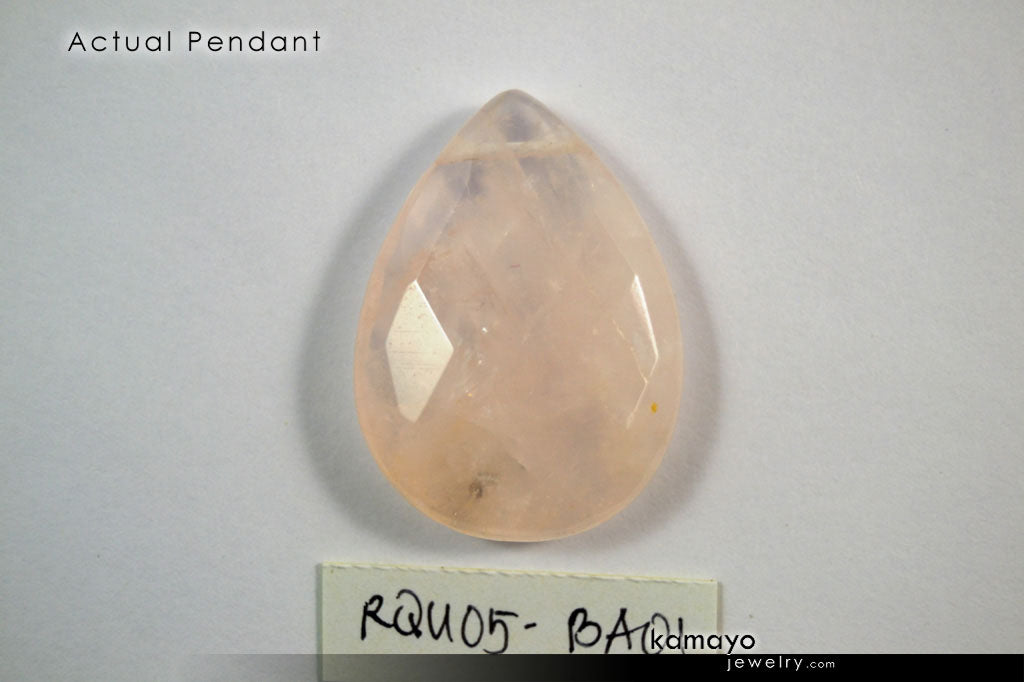 ROSE QUARTZ NECKLACE - Faceted Teardrop Pendant and Natural Beads