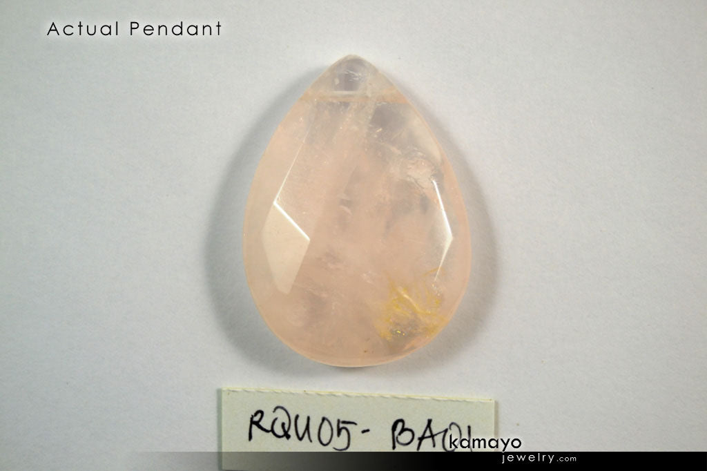 ROSE QUARTZ NECKLACE - Faceted Teardrop Pendant and Natural Beads
