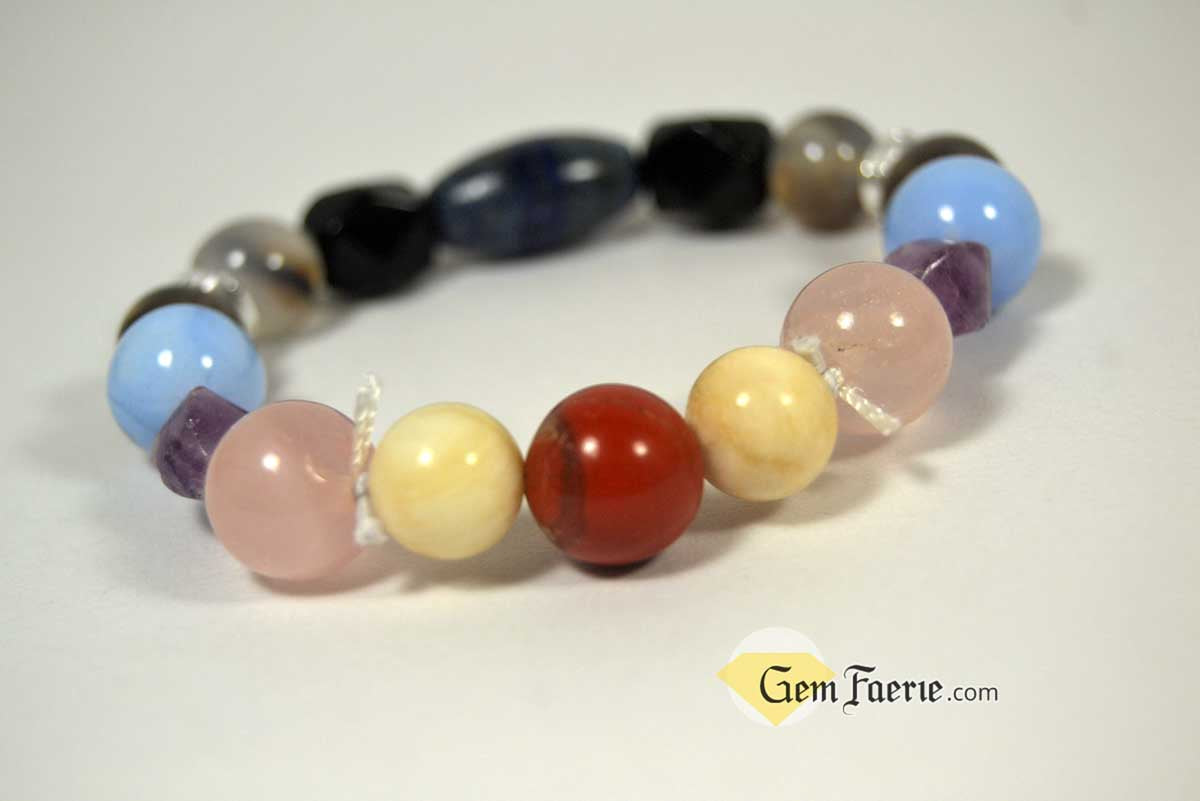 SLEEP BRACELET - Amethyst, Moonstone, Clear Quartz, Rose Quartz, Agate, Blue Chalcedony, Red Jasper, Lapis Lazuli, Smoky Quartz & Obsidian