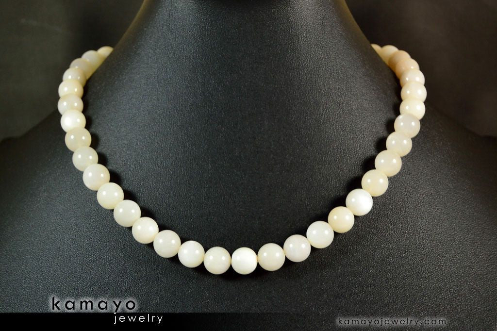 WHITE MOONSTONE NECKLACE - Round Real Moonstone Beads