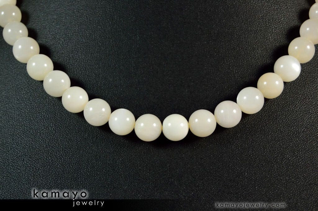 WHITE MOONSTONE NECKLACE - Round Real Moonstone Beads