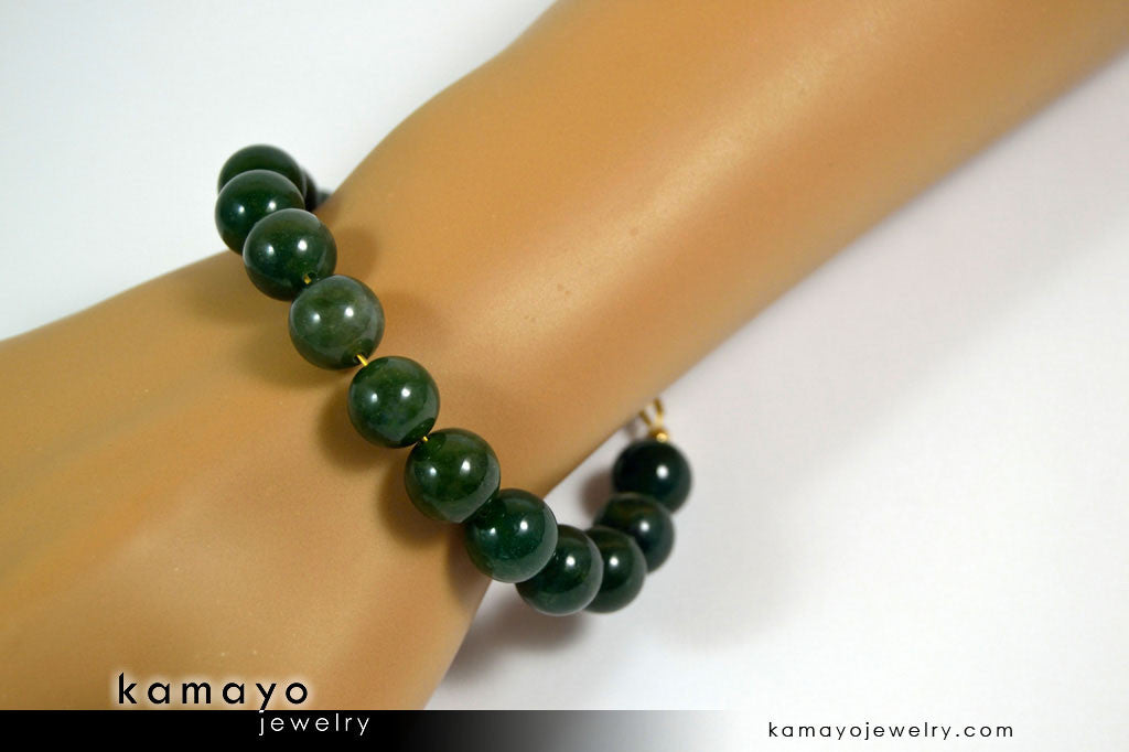 GREEN JASPER BRACELET - Round Green Jasper Beads