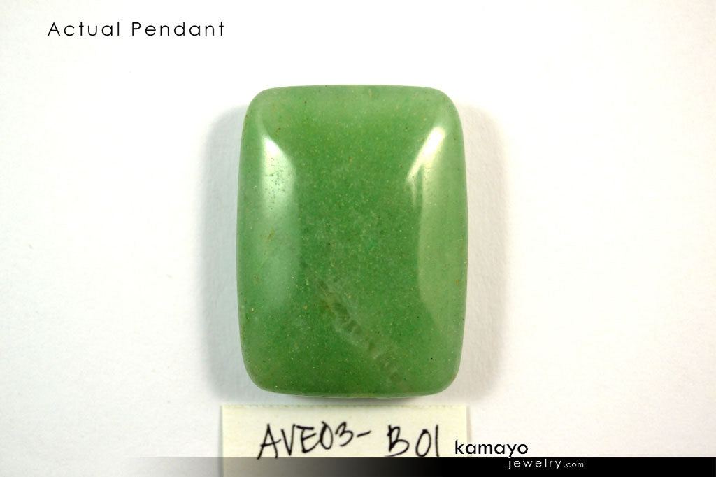 GREEN AVENTURINE NECKLACE - Rectangle Aventurine Pendant and Round Beads