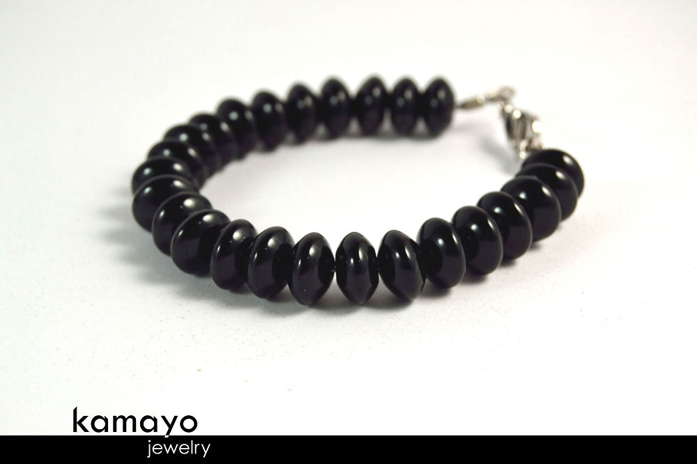 BLACK ONYX BRACELET - Roundel Beads