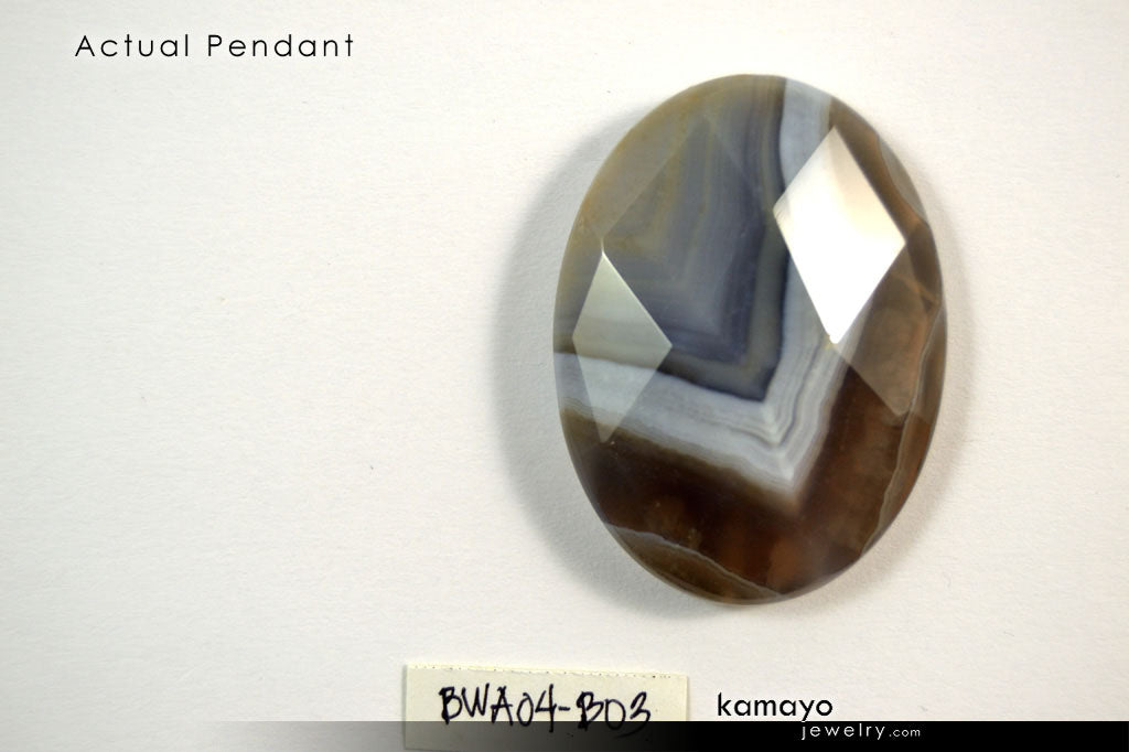 BOTSWANA AGATE NECKLACE - Large Grey Botswana Agate Pendant and Round Beads