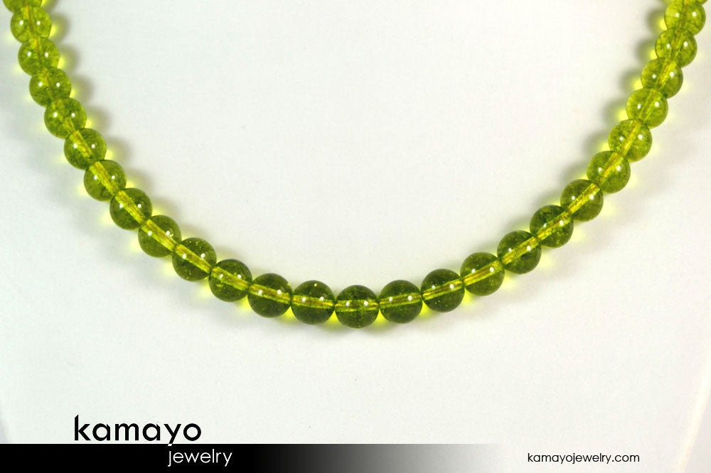 OLIVE QUARTZ NECKLACE - Men's Choker or Princess Necklace for Women