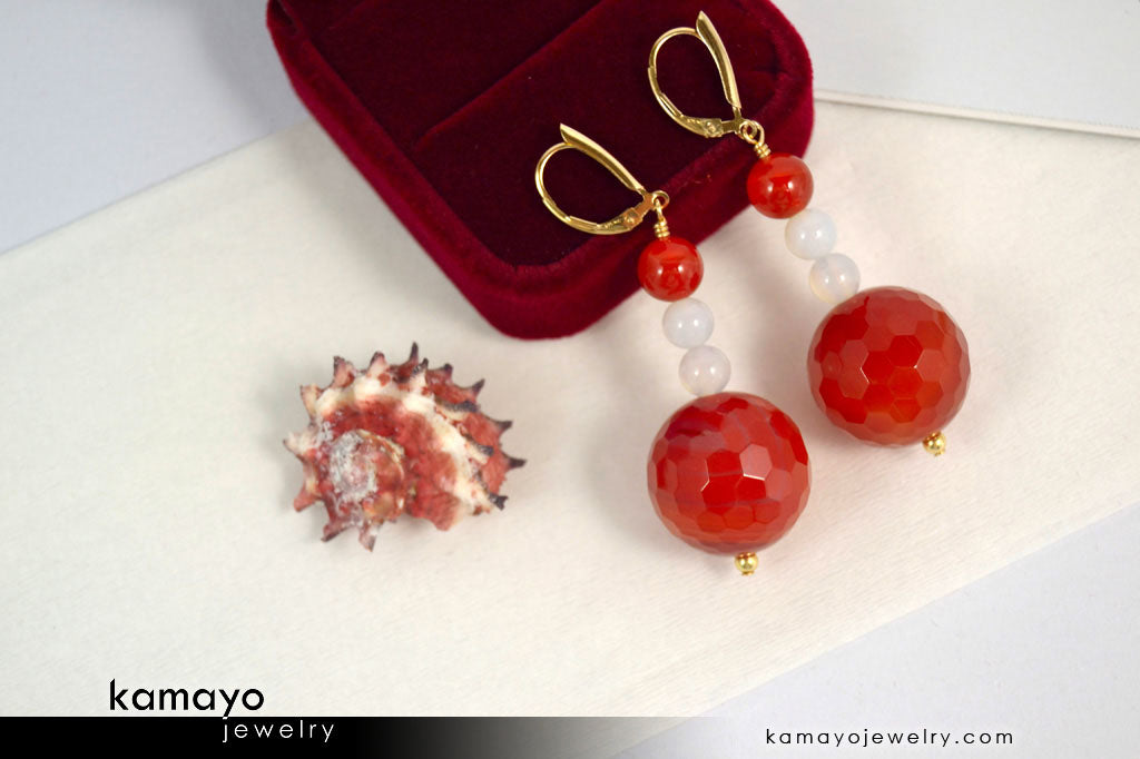 SARDONYX EARRINGS - Beaded Dangle Ear Rings for Women