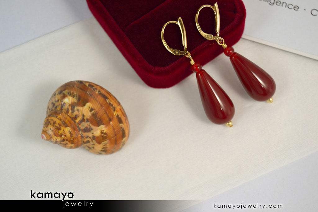 SARD EARRINGS - Large Drop Ear Rings for Women