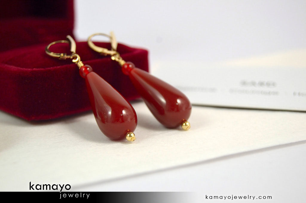 SARD EARRINGS - Large Drop Ear Rings for Women