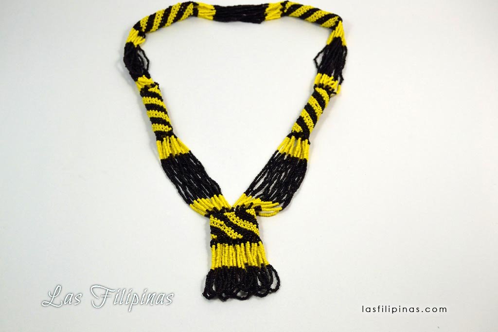 Tribal Statement Necklace - Black Ethnic Mandaya Beaded Jewelry