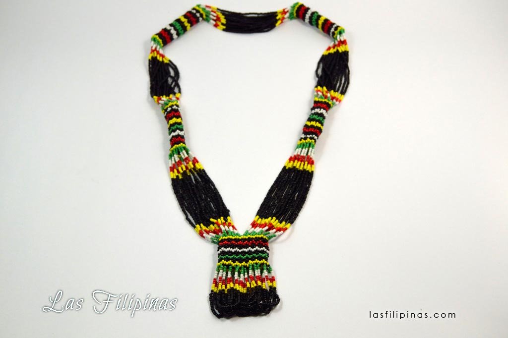 Tribal Statement Necklace - Black Ethnic Mandaya Beaded Jewelry