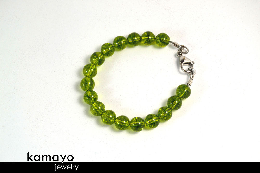 OLIVE QUARTZ BRACELET - Round Beads