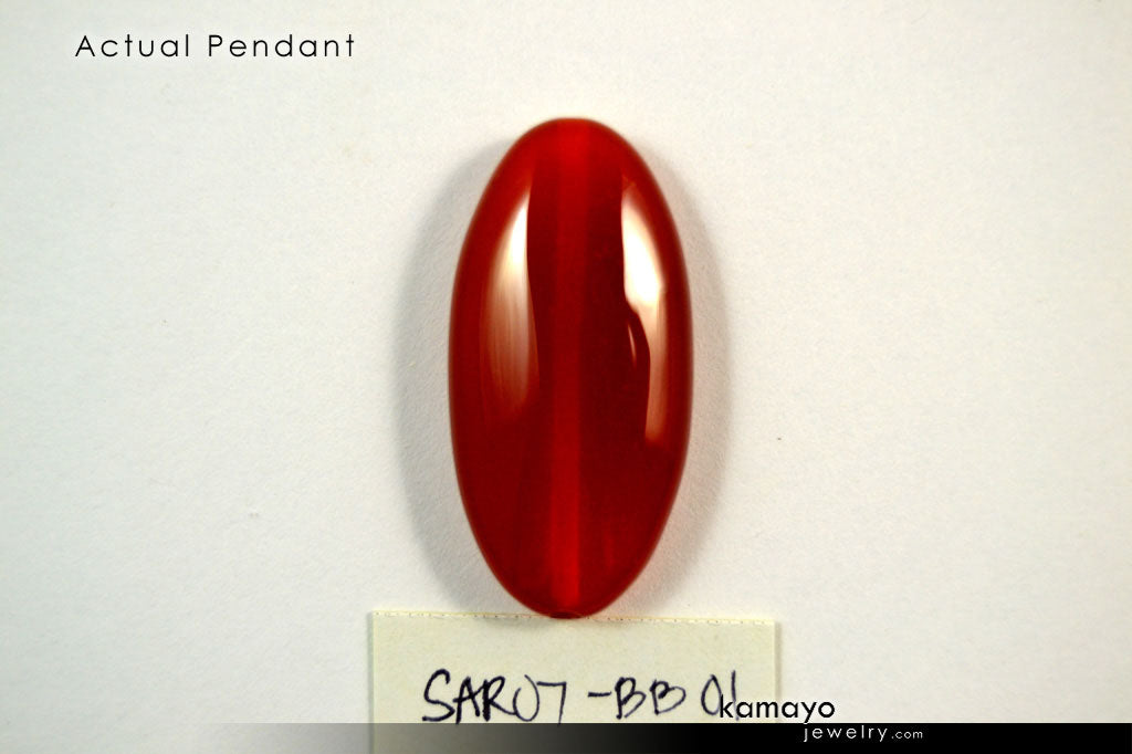SARD (CARNELIAN) NECKLACE - Oval Pendant and Column Beads