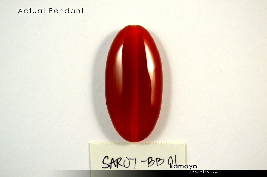 SARD (CARNELIAN) NECKLACE - Oval Pendant and Column Beads