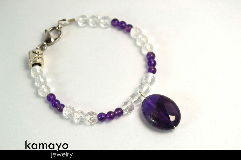 PISCES JEWELRY SET - Necklace and Bracelet with Amethyst Pendants