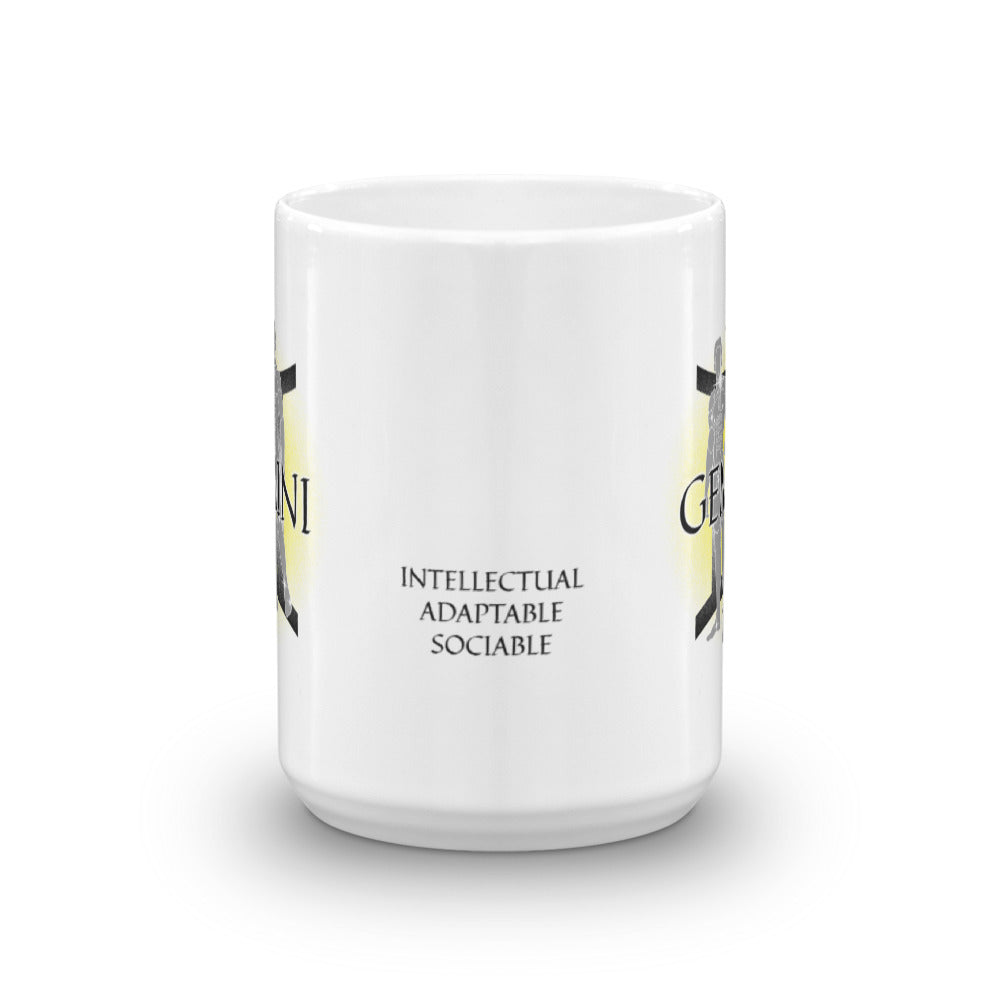 GEMINI MUG - Twins, Constellation, Symbol Text and Traits Cup - Zodiac Coffee Mug