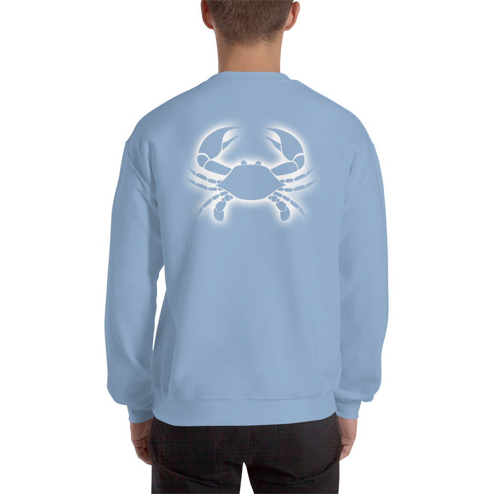 Cancer Sweatshirt For Men - Zodiac Symbol Print On Front And Crab Outline On Back
