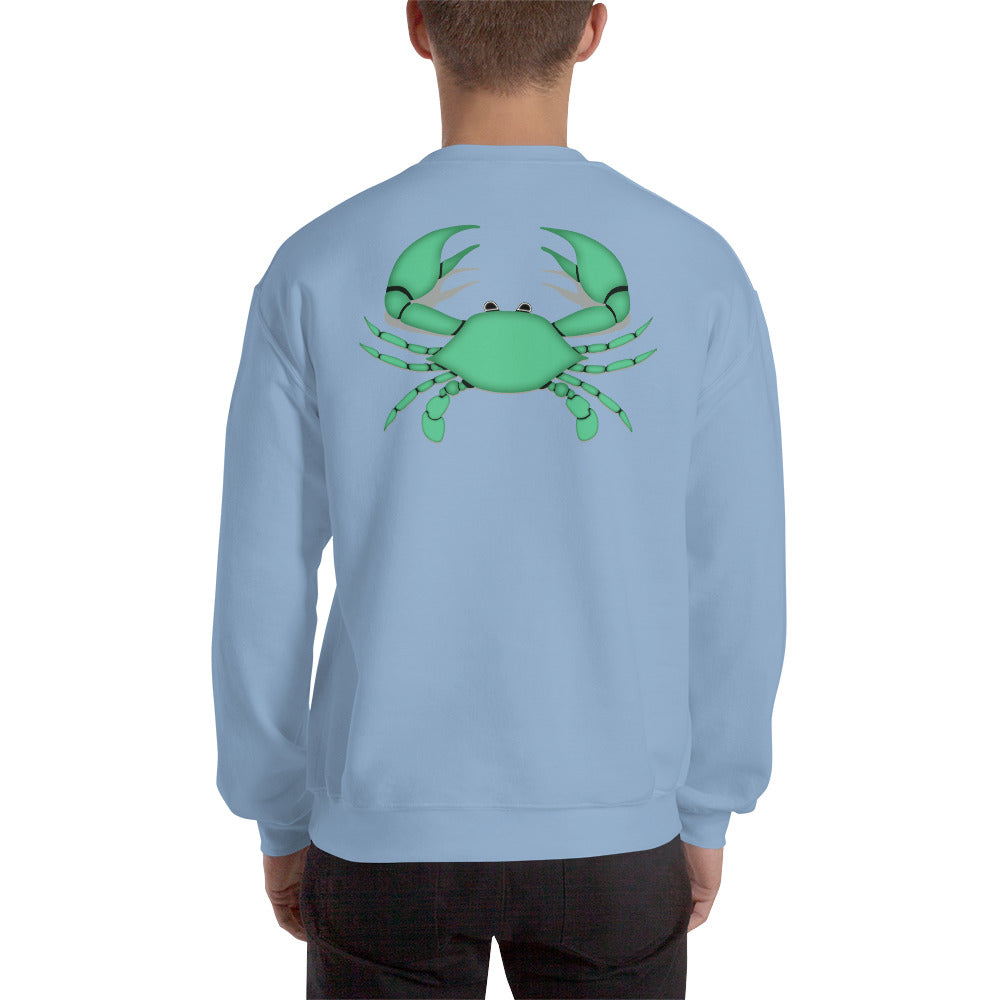 Cancer Sweatshirt For Men - Zodiac Symbol Print On Front And Green Crab On Back