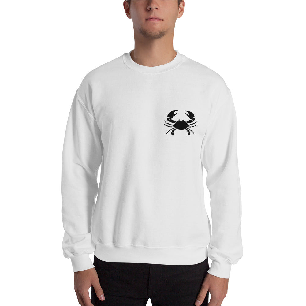 Cancer Sweatshirt For Men - Zodiac Symbol Print On Front And Crab Outline On Back