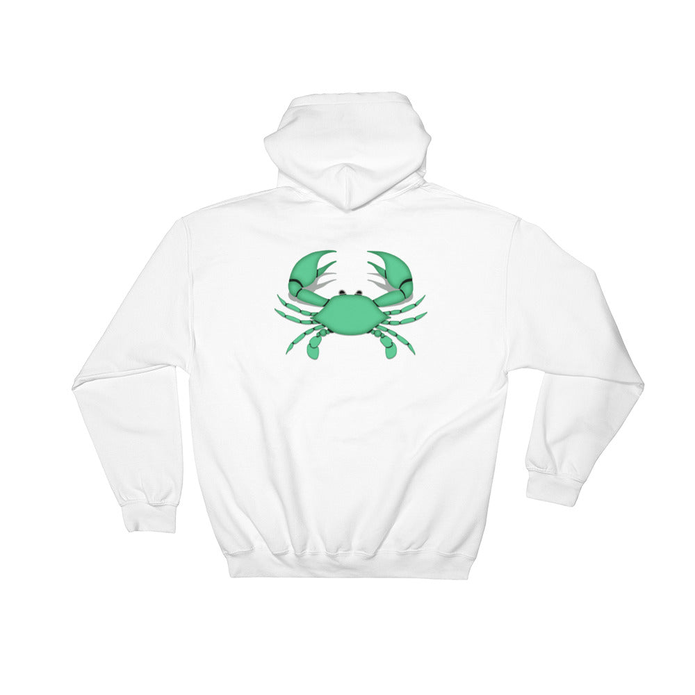 Cancer Hoodie - Zodiac Symbol Print On Front And Green Crab On Back