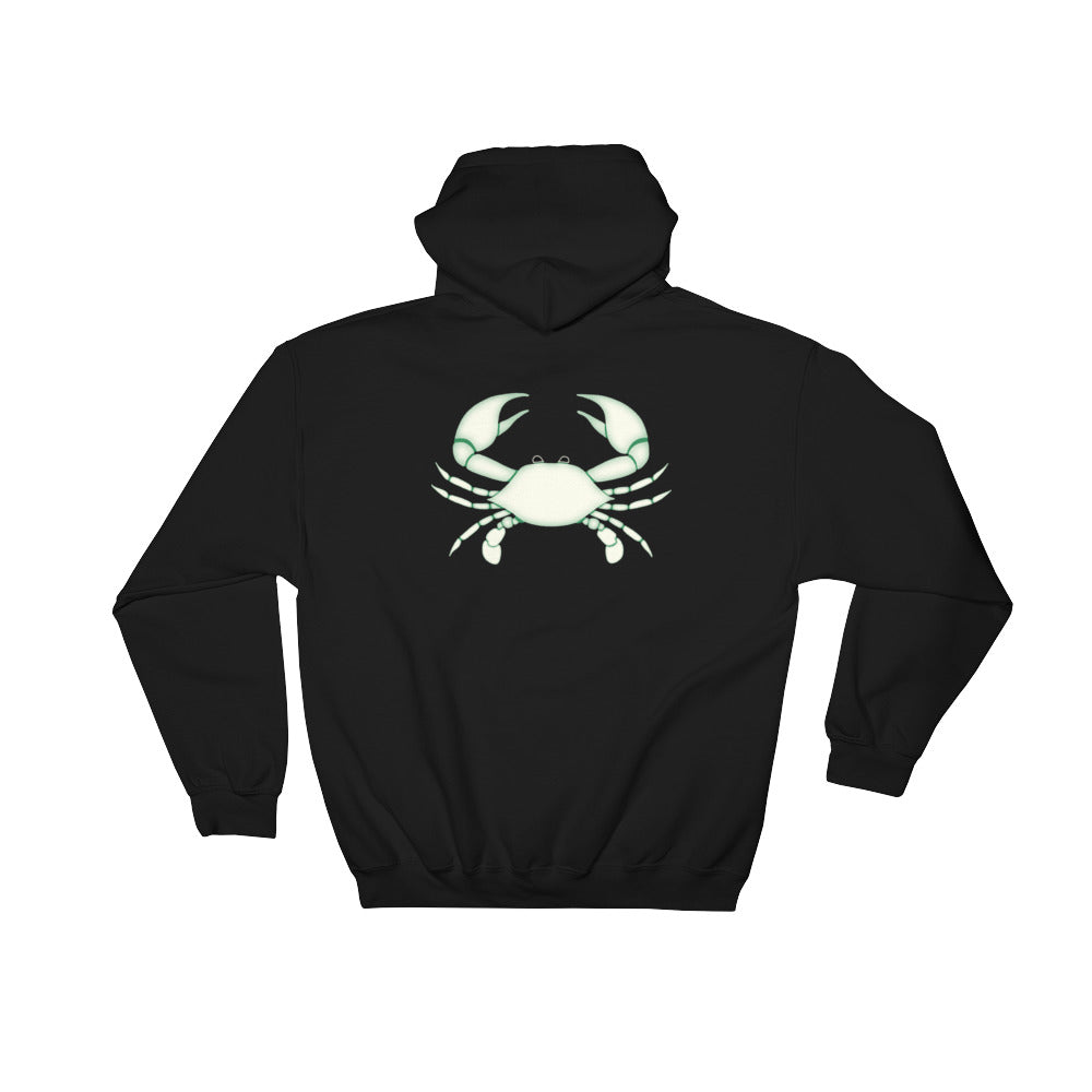Cancer Hoodie - Zodiac Symbol Print On Front And White Crab On Back