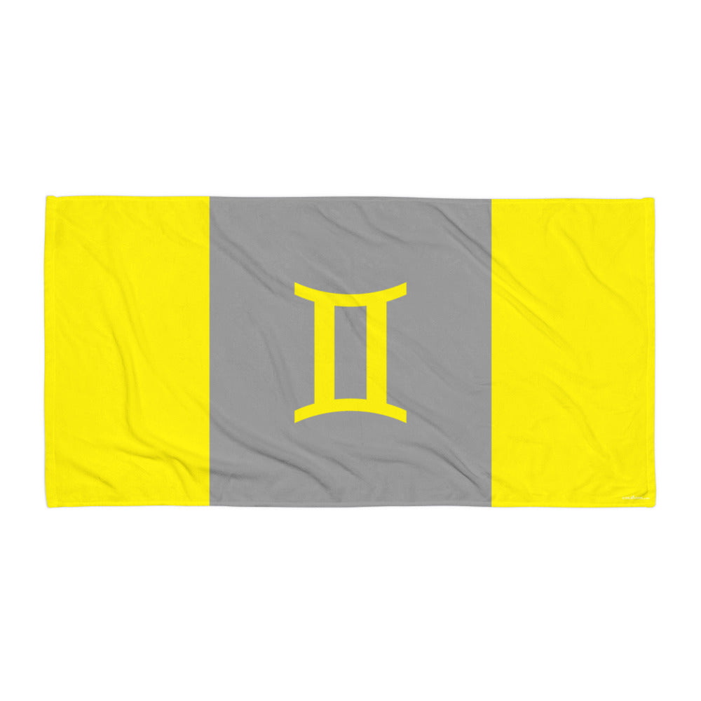 GEMINI TOWEL - Zodiac Color and Symbol Text Design - Beach Towel