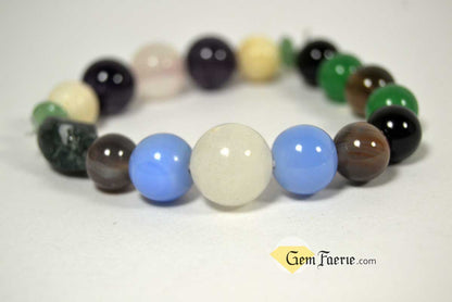 ANTI-ANXIETY BRACELET - Amethyst, Agate, Green Aventurine, Blue Chalcedony, White Jade, Moonstone, Moss Agate, Rose Quartz, Smoky Quartz & Black Onyx