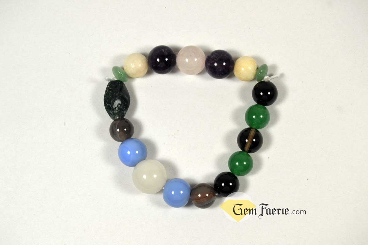 ANTI-ANXIETY BRACELET - Amethyst, Agate, Green Aventurine, Blue Chalcedony, White Jade, Moonstone, Moss Agate, Rose Quartz, Smoky Quartz & Black Onyx