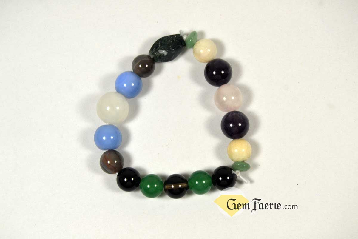 ANTI-ANXIETY BRACELET - Amethyst, Agate, Green Aventurine, Blue Chalcedony, White Jade, Moonstone, Moss Agate, Rose Quartz, Smoky Quartz & Black Onyx