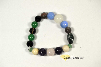 ANTI-ANXIETY BRACELET - Amethyst, Agate, Green Aventurine, Blue Chalcedony, White Jade, Moonstone, Moss Agate, Rose Quartz, Smoky Quartz & Black Onyx