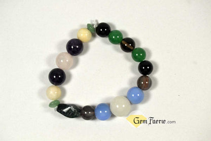 ANTI-ANXIETY BRACELET - Amethyst, Agate, Green Aventurine, Blue Chalcedony, White Jade, Moonstone, Moss Agate, Rose Quartz, Smoky Quartz & Black Onyx