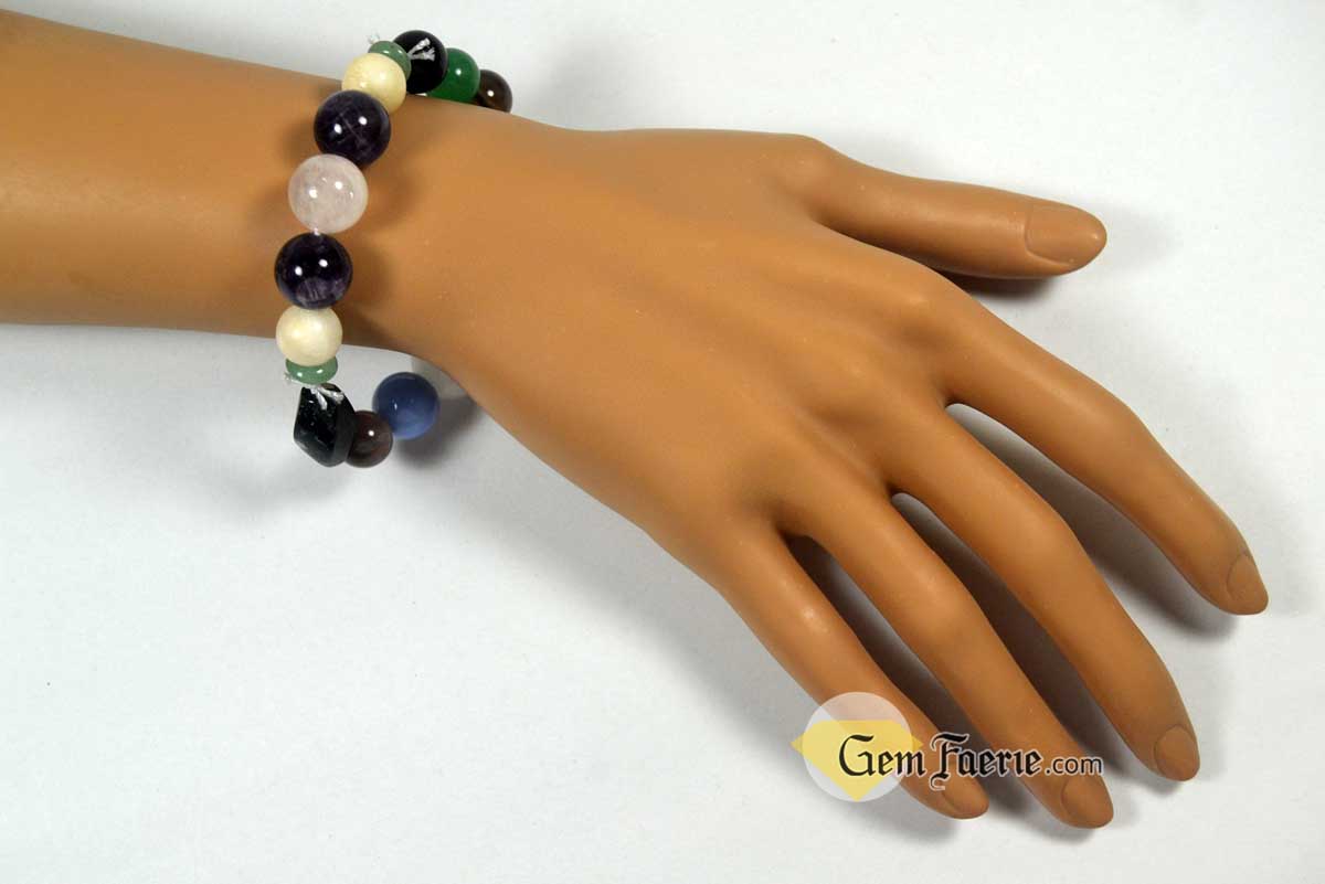 ANTI-ANXIETY BRACELET - Amethyst, Agate, Green Aventurine, Blue Chalcedony, White Jade, Moonstone, Moss Agate, Rose Quartz, Smoky Quartz & Black Onyx