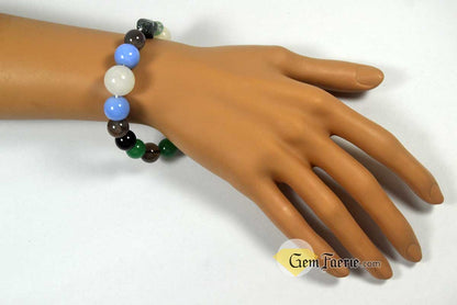 ANTI-ANXIETY BRACELET - Amethyst, Agate, Green Aventurine, Blue Chalcedony, White Jade, Moonstone, Moss Agate, Rose Quartz, Smoky Quartz & Black Onyx