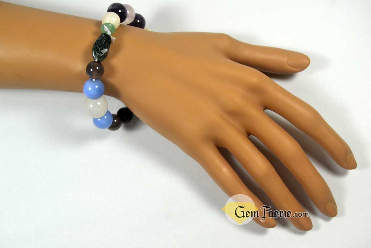 ANTI-ANXIETY BRACELET - Amethyst, Agate, Green Aventurine, Blue Chalcedony, White Jade, Moonstone, Moss Agate, Rose Quartz, Smoky Quartz & Black Onyx