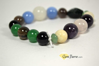 ANTI-ANXIETY BRACELET - Amethyst, Agate, Green Aventurine, Blue Chalcedony, White Jade, Moonstone, Moss Agate, Rose Quartz, Smoky Quartz & Black Onyx