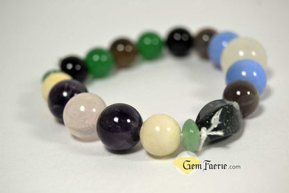 ANTI-ANXIETY BRACELET - Amethyst, Agate, Green Aventurine, Blue Chalcedony, White Jade, Moonstone, Moss Agate, Rose Quartz, Smoky Quartz & Black Onyx