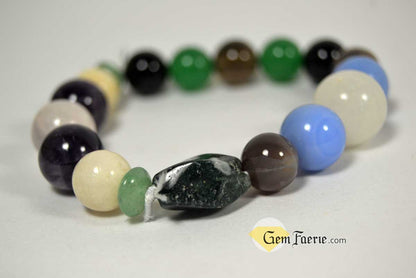 ANTI-ANXIETY BRACELET - Amethyst, Agate, Green Aventurine, Blue Chalcedony, White Jade, Moonstone, Moss Agate, Rose Quartz, Smoky Quartz & Black Onyx