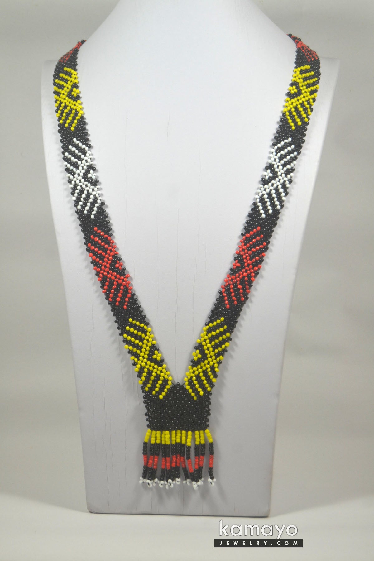 White, Yellow, Red & Black Beads Necklace