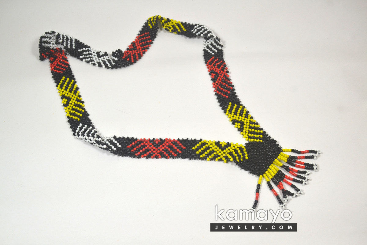 White, Yellow, Red & Black Beads Necklace