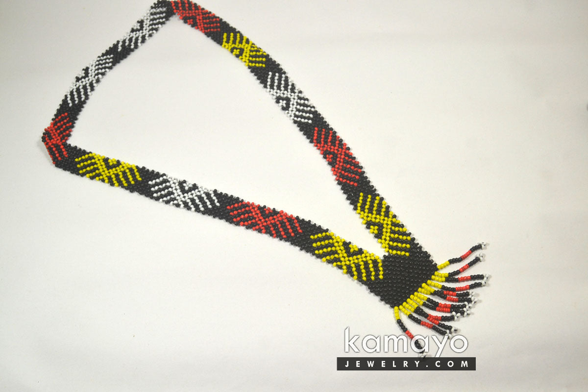 White, Yellow, Red & Black Beads Necklace