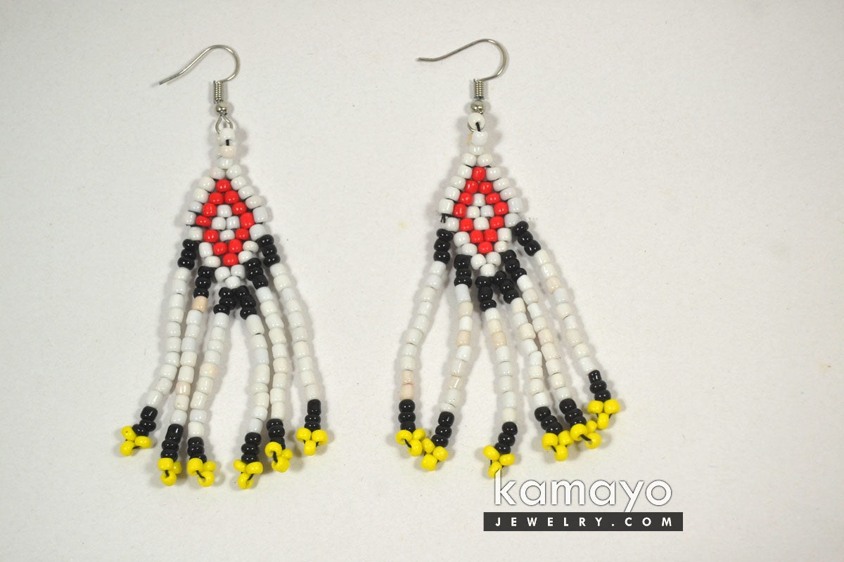 Black, Red & White Bead Earrings