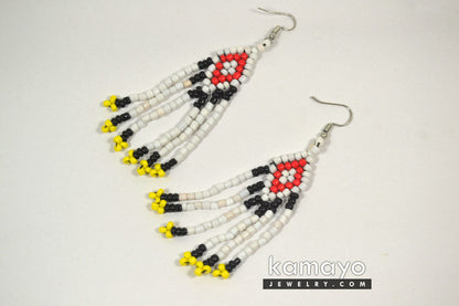 Black, Red & White Bead Earrings