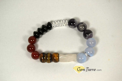 CHAKRA BRACELET - Black Onyx, Carnelian, Tiger Eye, Rose Quartz, Blue Chalcedony, Amethyst & Clear Quartz