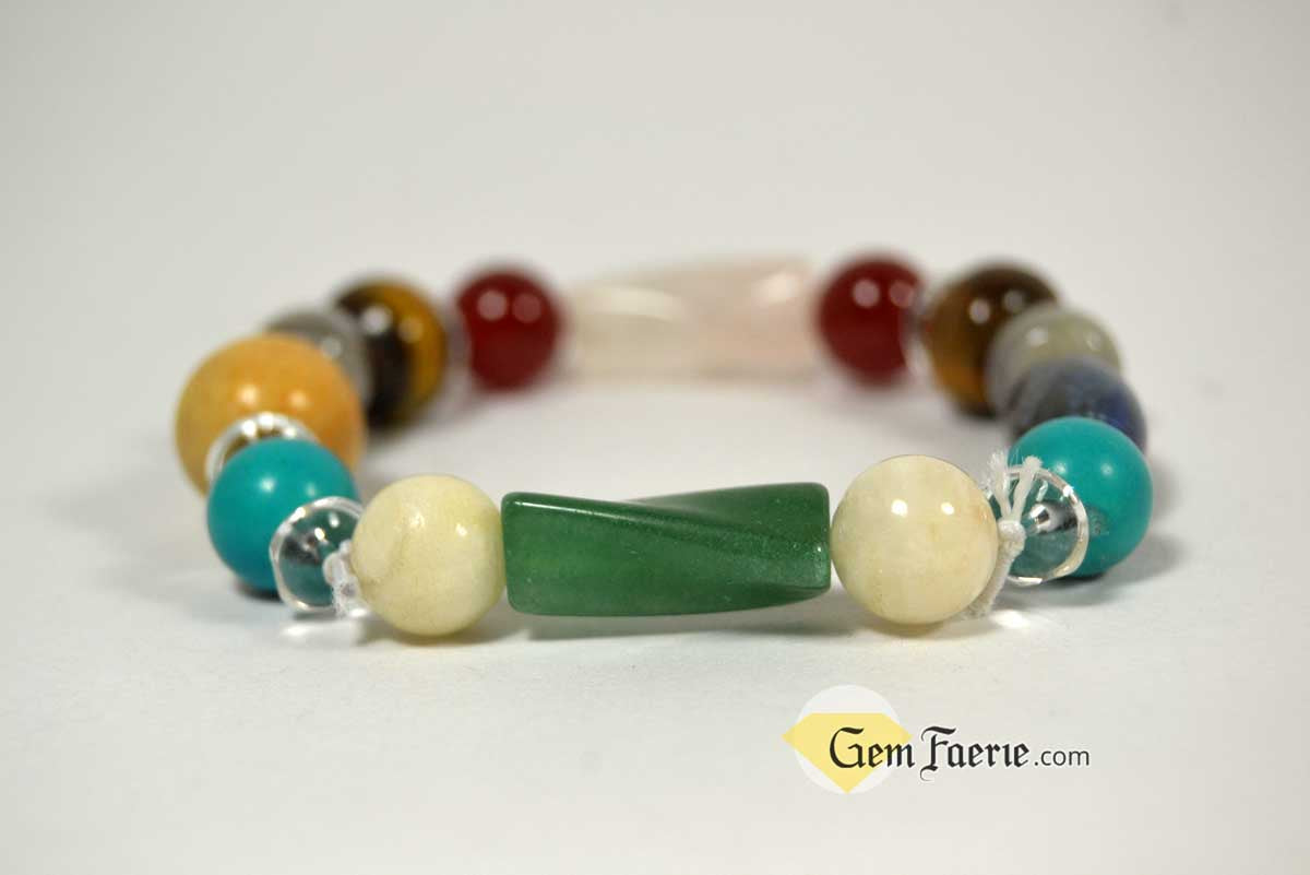 GOOD LUCK BRACELET - Yellow Jade, Green Aventurine, Tiger Eye, Clear Quartz, Carnelian, Agate, Lapis Lazuli, Moonstone, Turquoise & Rose Quartz