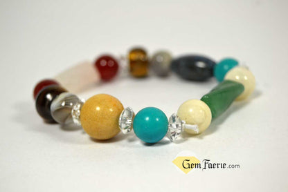 GOOD LUCK BRACELET - Yellow Jade, Green Aventurine, Tiger Eye, Clear Quartz, Carnelian, Agate, Lapis Lazuli, Moonstone, Turquoise & Rose Quartz