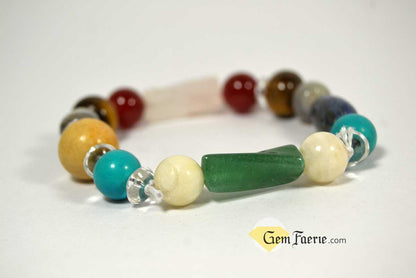 GOOD LUCK BRACELET - Yellow Jade, Green Aventurine, Tiger Eye, Clear Quartz, Carnelian, Agate, Lapis Lazuli, Moonstone, Turquoise & Rose Quartz