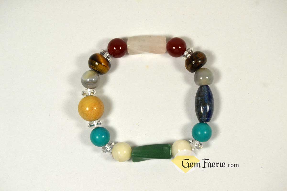 GOOD LUCK BRACELET - Yellow Jade, Green Aventurine, Tiger Eye, Clear Quartz, Carnelian, Agate, Lapis Lazuli, Moonstone, Turquoise & Rose Quartz