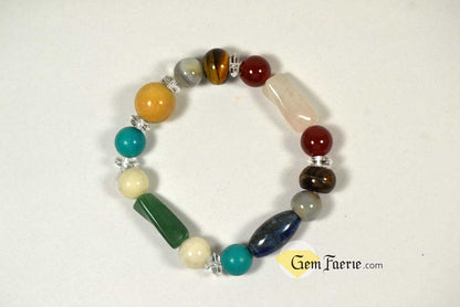 GOOD LUCK BRACELET - Yellow Jade, Green Aventurine, Tiger Eye, Clear Quartz, Carnelian, Agate, Lapis Lazuli, Moonstone, Turquoise & Rose Quartz