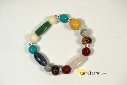 GOOD LUCK BRACELET - Yellow Jade, Green Aventurine, Tiger Eye, Clear Quartz, Carnelian, Agate, Lapis Lazuli, Moonstone, Turquoise & Rose Quartz