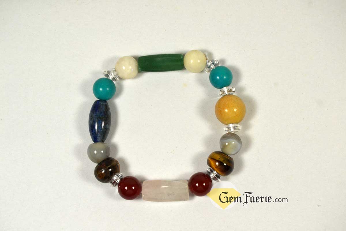 GOOD LUCK BRACELET - Yellow Jade, Green Aventurine, Tiger Eye, Clear Quartz, Carnelian, Agate, Lapis Lazuli, Moonstone, Turquoise & Rose Quartz